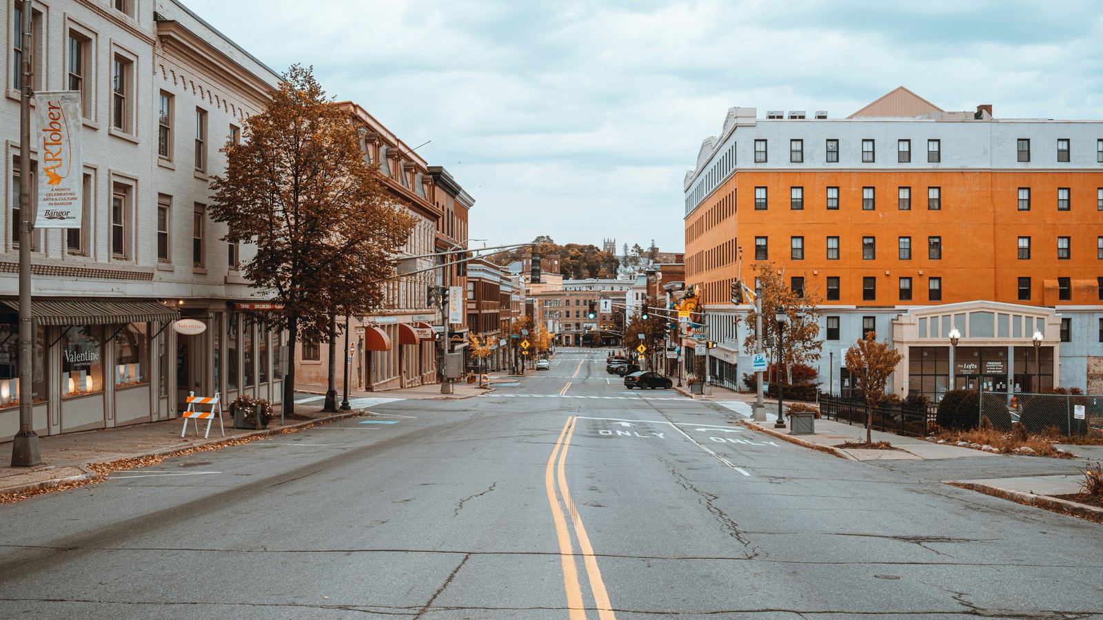 Downtown Bangor, Maine, on an autumn morning